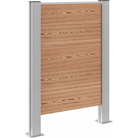Clôture de poubelle marron, mesurant 85 x 12 x 115 cm, en aluminium et composite bois-plastique (WPC). (1/5)