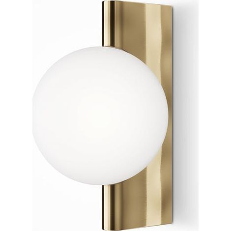 Applique globe en verre sur base verticale dorée MESA (1/2)