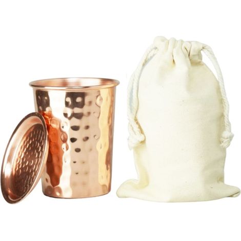 Tazza in rame martellato Orient con coperchio 250 ml