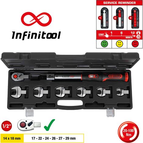 KS Tools 14x18 mm INFINITOOL Einsteck-Drehmomentschlüssel-Satz 20-100 Nm, 8-tlg (1/4)