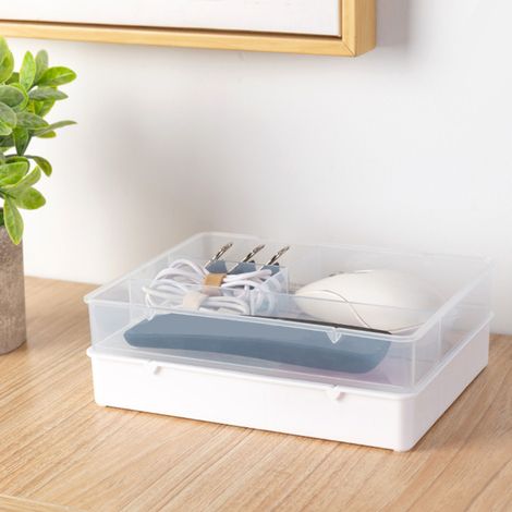 Boîtes de rangement pour fournitures de bureau, cotons-tiges, rouges à lèvres, houppettes, cosmétiques boîtes de rangement de type tiroir transparentes. (1/4)