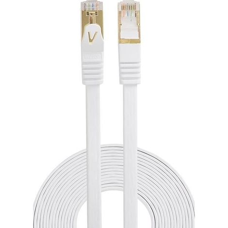 Câble Ethernet Veetop RJ45 Cat7 STP 5 m - 10 Gbit/s - blanc, pour connexion Internet, connexion filaire (1/4)