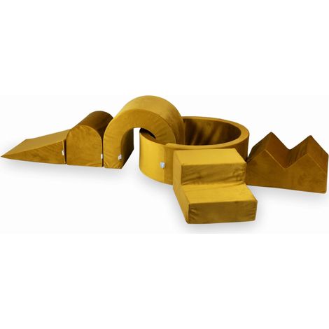 Aire de jeux en mousse avec piscine ronde 90x30 Velvet Gold + 5 éléments sans ballons