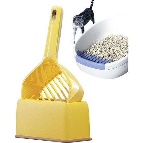 Pelle à litière pour chat, pelle à chaton, pelle profonde de 26,4 x 12,5 cm, nettoyeur de bac à litière multifonction, élévateur de déjections canines à long manche pour nettoyage quotidien, enfants (1/5)