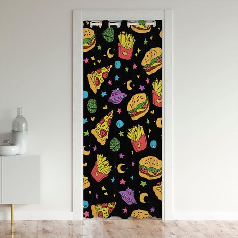 Donuts Décor Rideau de Porte 86x203cm Chocolate Doughnut Rideau Occultant Whimsical Dessert Desserts Food Rideaux Interieur Salon Chambre Décoration Rideaux Exterieur d'entrée - 86L X 203H cm (1 Panne (1/5)