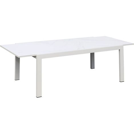 Tavolo Allungabile da Giardino 98x180/240x75 cm in Alluminio Bianco