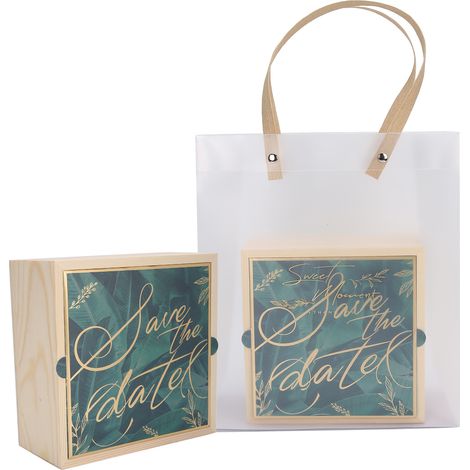 2 Coffrets Cadeaux Mariage en Bois Élégants avec Sachets PVC pour Bonbons, Accessoires Fête Anniversaire (1/5)