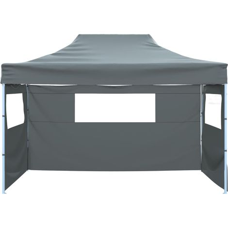 Tente de réception pliable, Pavillon, Pergola, Tente de jardin, avec 3 parois 3 x 4,5 m Anthracite OIB3565E (1/3)
