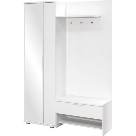 Conjunto para recibidor Honolulu 160, Blanco, 200x140x41cm, Espejo, Aglomerado laminado, Colocada