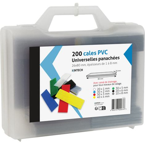 Cales universelles panachées PVC 80x26mm – Lot de 200 – Pour calage et mise à niveau – Compatible avec produits bitumeux