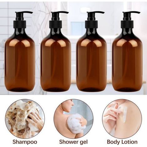 Distributeur De Savon - 500 Ml - En Pet - Pour Shampoing Gel Douche Lotion - Lot De 4 (1/5)