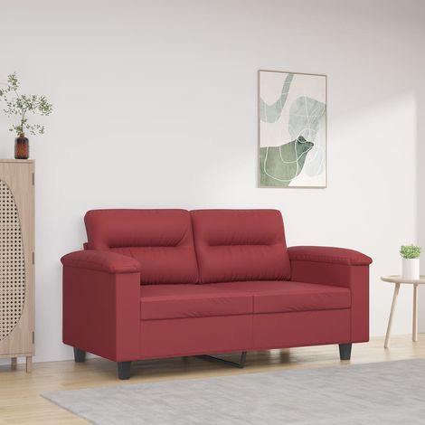 vidaXL Divano a 2 Posti Rosso Vino 120 cm in Similpelle