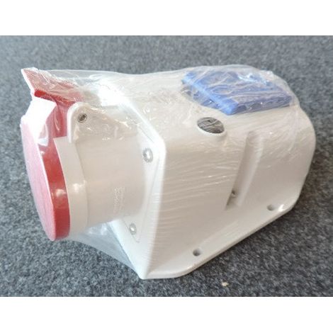 Prise socle saillie 3P+N+T 32A femelle 346-415V 50/60Hz rouge inclinée avec porte-fusible 6h étanche IP44 OMNIA