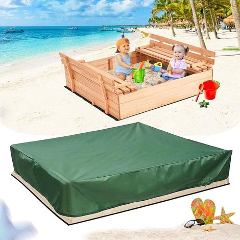 Waterproof sandbox cover with drawstring, Oxford fabric, green, 200 × 200 × 20 cm (1/5)