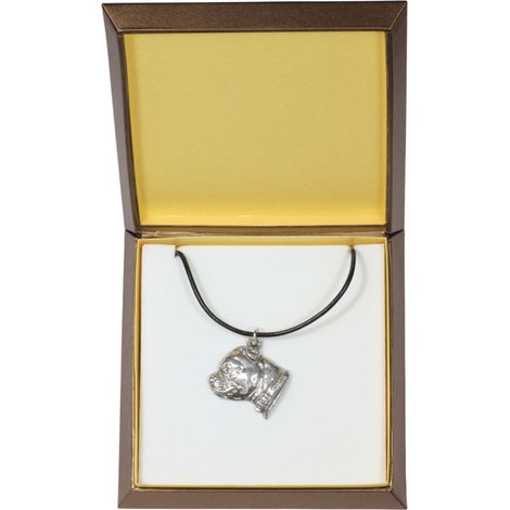 Staffordshire Bull Terrier, Staffik, Staffi II - collana con un cane in una scatola regalo, medaglione argentato per un fan dei cani, un pendente impressionante di Art-Dog (1/5)