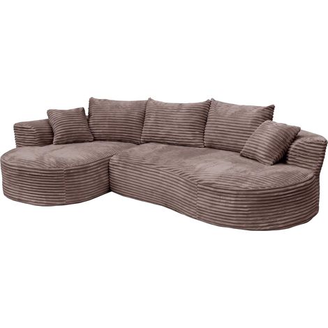 [NEUWERTIG] Sofa-Garnitur HHG-679, 3-Sitzer Couch Loungesofa, Stoff/Textil Cord (370 g/m²) Liegefläche links braun (1/5)