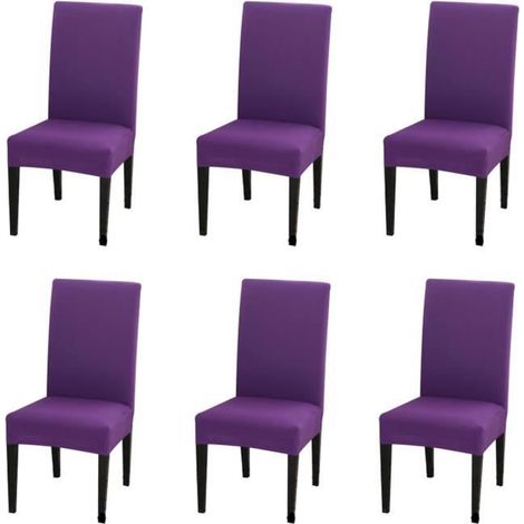 Housse de chaise 6 pièces-violet foncé (1/4)