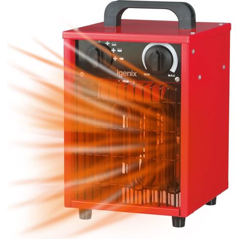 Igenix Commercial Drum Fan Heater, 3 Heat Settings, 2000W, Red - IG9302 (1/4)