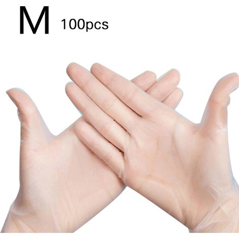 Gants de protection jetables en PVC, sans poudre, haute élasticité, résistants à la perforation, en latex, taille M. (1/5)