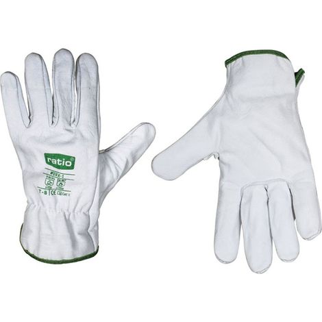 Guante Piel Flor Color Blanco Talla 10