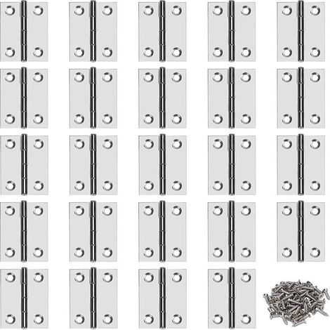 24 pièces3041.5 pouces 35281.0 + 24 pièces vis de charnière 6 pièces en acier inoxydable battant petite charnière boîte en bois en acier inoxydable mini pliant,Pour meubles de maison, portes et fenêtr (1/5)