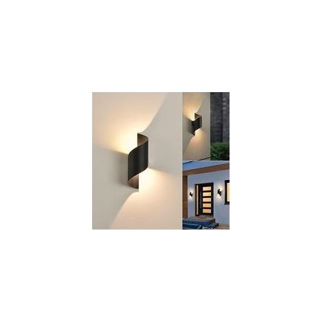 LED Applique Murale intérieur/Extérieur,10W 3000K blanc chaud Lampe,Moderne Up Down Luminaire,Éclairage Etanche IP65,Spirale Métal pour Bar,Chambre à Coucher,Noir (1/5)