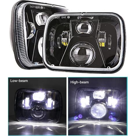 2er-Set universelle 45W LED-Scheinwerferlampe / Halogen, 12–24V, Abblend-/Fernlicht, 20 x 14 cm, für ATV, Jeep, Motorrad, LKW, T