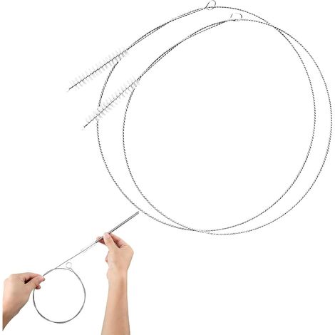 Goupillon Flexible de 100 cm pour pailles et Tubes en Acier Inoxydable Lot de 2 – Brosse de Nettoyage Extra-Longue et Fine pour Machines à café automatiques, conduits d'évacuation de réfrigérateur (1/5)