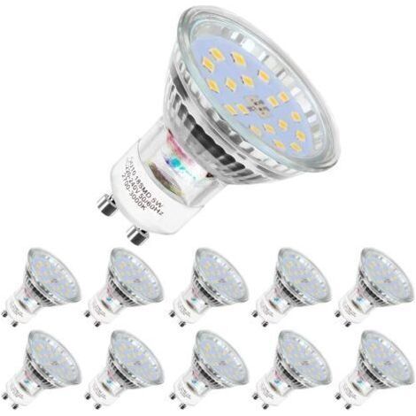 Lot de 10 Ampoules LED,GU10-5W équivalent 60W,Blanc Froid 6000K 120° Larges Faisceaux,Ampoules LED Spot (1/4)