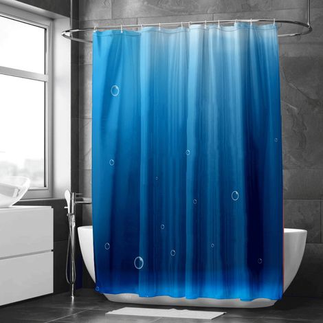 Rideau de douche motif tortues et poissons tropicaux aquarelle, rideau salle de bain imperméable, 90x180 cm (1/5)