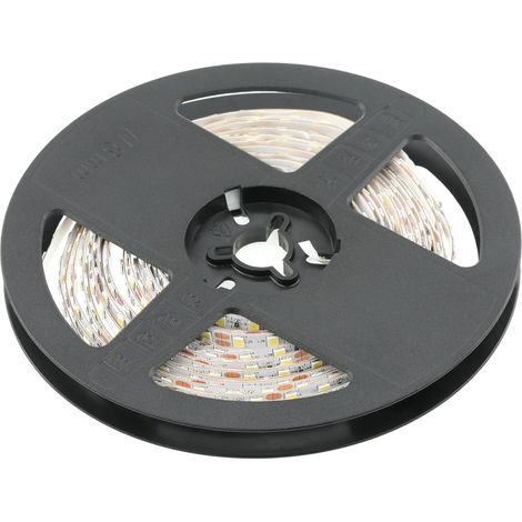 Ruban LED Flash 3014 de 5 m, 1200 LED 240/m, à intensité variable, 10,6 W/m, 12 V DC, 10 mm de large, divisible tous les 5 cm, blanc chaud 3200 K