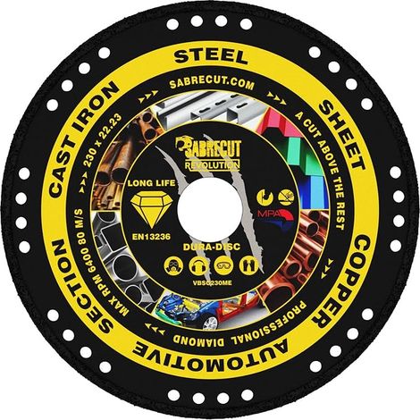 1pc VBSC230ME 230mm 22.23mm Alésage Métal Lame scie circulaire TCT (1/5)