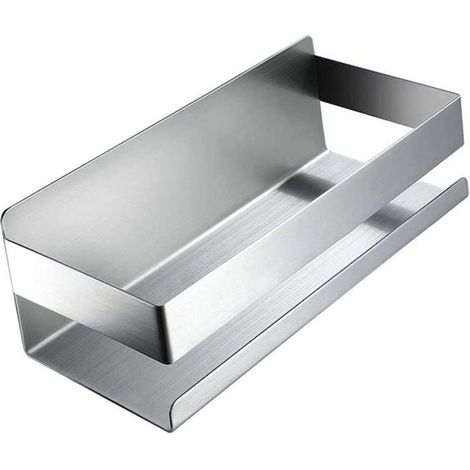Panier salle de bain - PZCC - 24 x 10,6 x 7 cm - inox brossé - surfaces humides - kit fixation inclus (1/4)