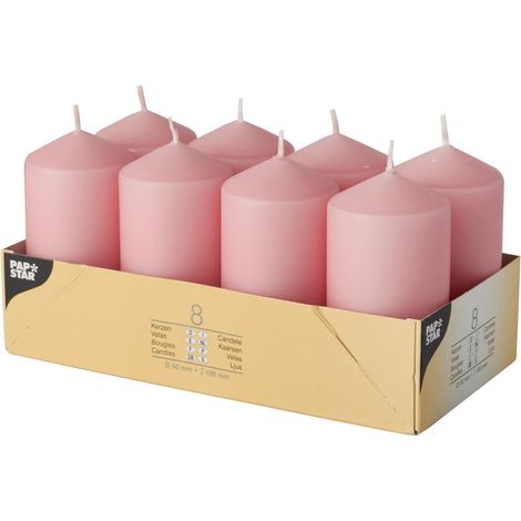 8 BOUGIES PILIERS Ø 50 MM · 100 MM VIEUX ROSE PAPSTAR 17982