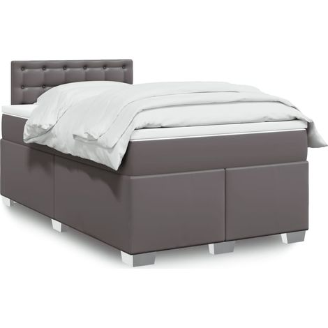 Boxspringbett mit Matratze Grau 120x200 cm Kunstleder