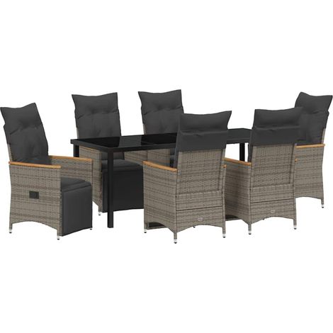 Maison Exclusive - Set da Pranzo per Giardino con cuscino 7 pcs Grigio polyrattan