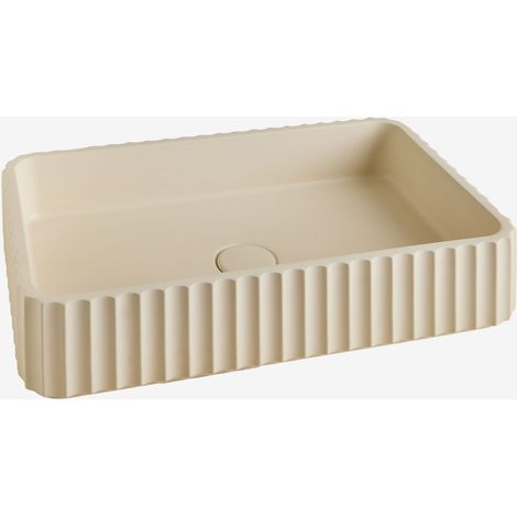 SKLUM Rechteckiges Waschbecken 50x30 cm aus Teide-Zement Creme-Beige