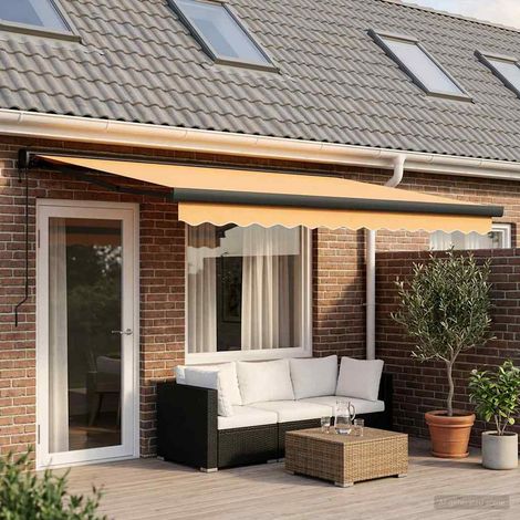 vidaXL Auvent rétractable Sable 400 × 300 cm Tissu et Métal (1/5)