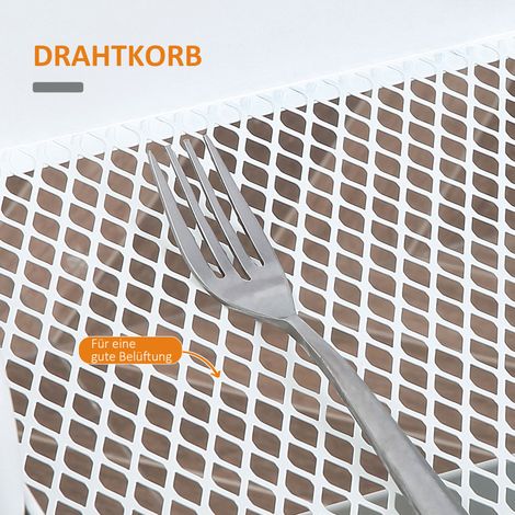 Chariot de service 3 niveaux, table roulante cuisine avec poignée, étagère de cuisine avec panier et couvercle, meuble sur roulettes polyvalent pour cuisine bureau salle de bain, Blanc (1/4)