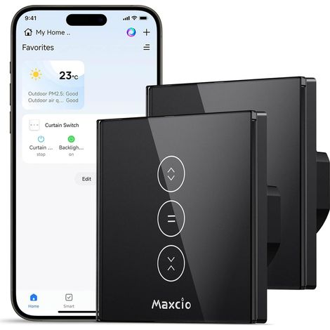 Interrupteur Volet Roulant Connecté Noir, sans Fil Tactile peut Éteindre le LED, Timer et Partager (1/5)