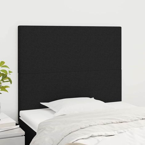 vidaXL Cabecero de cama de tela negro 80x5x118/128 cm (1/5)