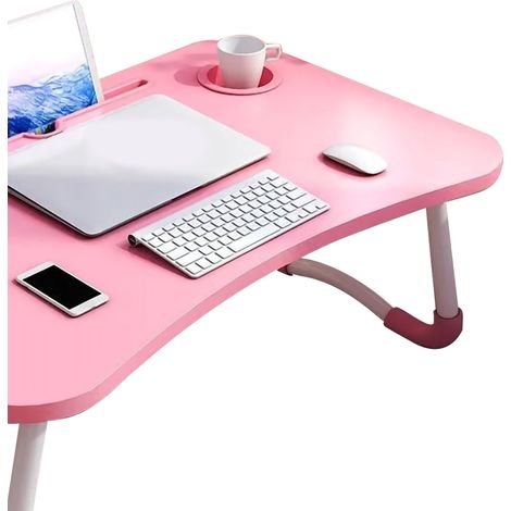 Großer, robuster Laptoptisch/Betttablett für Kinderzimmer mit Becherhalter, rosafarbenes Fruchtmotiv, mit Becherhalter (1/5)