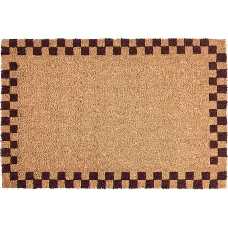 Felpudo de fibra de coco antideslizante 40 x 60 cm con base de PVC motivo liso beige/rojo Sagada (1/5)