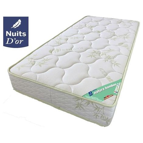 Lot de 2 Matelas 90x190 Tissu avec Maxi Naturel Mousse HR 35 Kg/m3 - 21 Cm Soutien Ferme + 2 Oreillers à Mémoire de Forme + 2 Protèges Matelas OFFERTS 90 190 Natura (1/5)