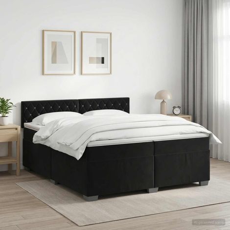 Cama box spring con colchón Negro 200 x 200 cm Terciopelo (1/5)