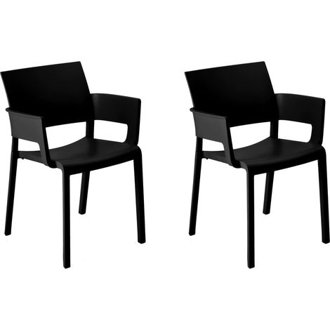 Sillas con brazos Fiona Resol plástico negro (Pack de 2) (1/5)