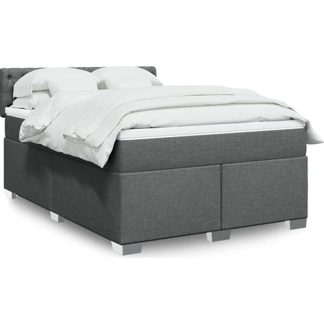 Boxspringbett mit Matratze Dunkelgrau 160x200 cm Stoff