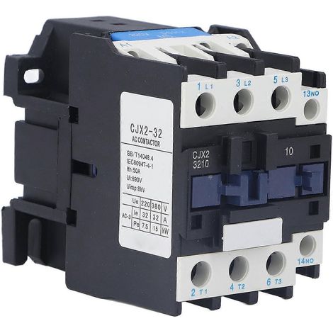 Contacteur à bobine 220 V 32 A CA, contacteur de puissance normalement ouvert, contacts en alliage d'argent CJX2-3210 (1/5)