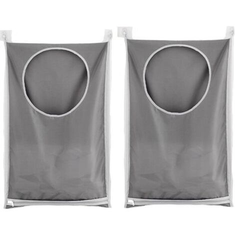 2 Pièces Sac à Linge, Panier à Linge Grande Contenance Sac de Rangement, Sac De Rangement Pour Sac De Placard À Linge Suspendu, pour Salle de Bain, Dortoirs et Placard (Gris) (1/5)