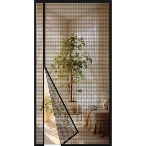 Magnetic mosquito net for doors 80 x 210 cm – Polyester fiber – Drill-free installation – Improved magnetic strip (1/5)